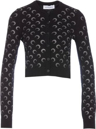 Marine Serre Truien & Vesten, Dames, Zwart, S, Zwarte Trui met Unieke Stijl