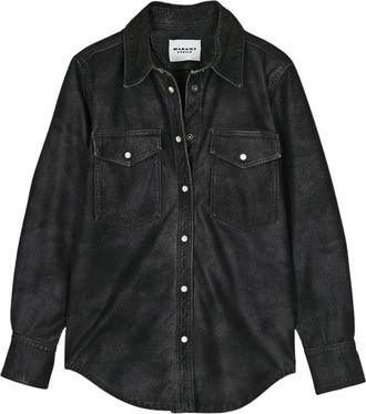 Isabel Marant Karima Shirt - Dames - Zomerjassen - Zwart - XS - Leer - Jassen