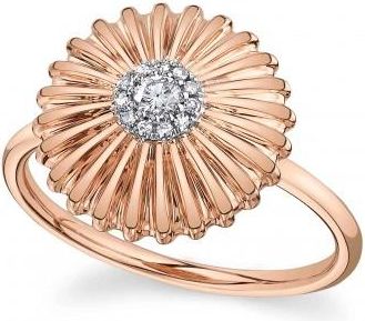 Allurez Diamond Daisy Flower Ring 14K Rose Gold (0.10ct)