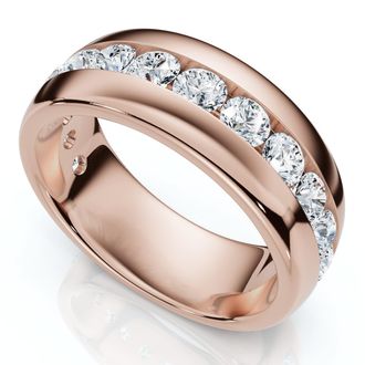 Pompeii3 1 1/2Ct Mens Diamond Wedding Anniversary Ring 10k Gold Channel Set Lab Grown