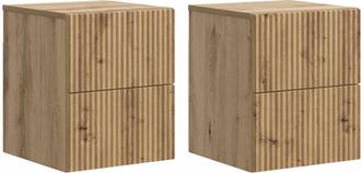 vidaXL Mesita De Noche De Pared 2 Uds. Roble Artisan 33 X 34,5 X 40 Cm Vidaxl