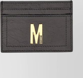 Moschino gold emblem card holder