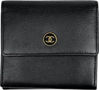 Chanel Black Leather Wallet (Tri-Fold) (Pre-Owned)