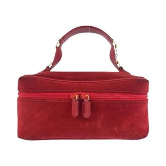 Gucci Pre-owned Handbags, female, Red, Size: ONE SIZE Pre-owned Horsebit Suede Handbag