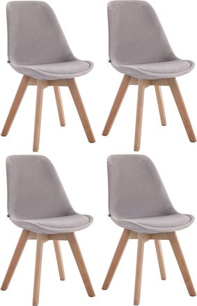 Clp Clp - Set De 4 Sillas De Comedor Borneo Tapizadas En Terciopelo Gris Natural