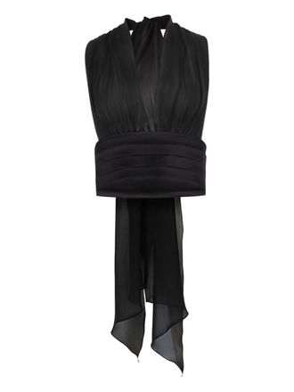Nina Ricci Silk V-Neck Halterneck Top With Bow Detail