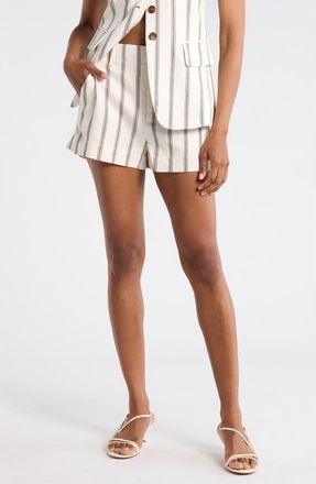 A.L.C. Mac Linen Blend Shorts in Cream Stripe at Nordstrom Rack, Size 12