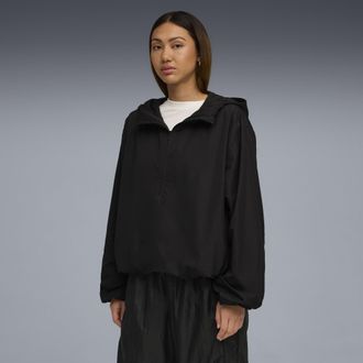 Puma Giacca oversize con zip corta PUMA x ROS&Eacute; da donna, Abbigliamento, Nero, XXS