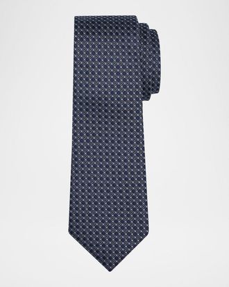 Giorgio Armani Men & apos;s Micro-Geometric Circle Silk Tie