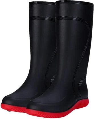 Generic Mens Rain Boots Long Tube Water Shoes Work Platform Cotton Outer Wear
