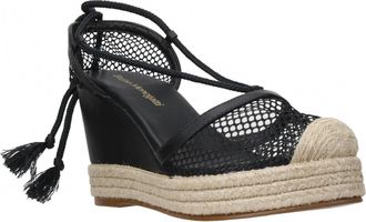 Carrano Womens Adella Wedge Fishnet Sandal In Black