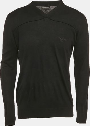 Emporio Armani Black Knit V-Neck Sweater