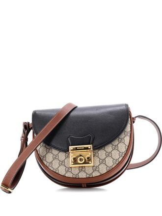 Gucci Padlock Saddle Shoulder Bag GG Coated Canvas and Leather Small crossbody bag - Brown