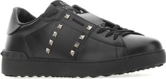 Valentino Garavani Mens Rockstud Leather Sneakers Black