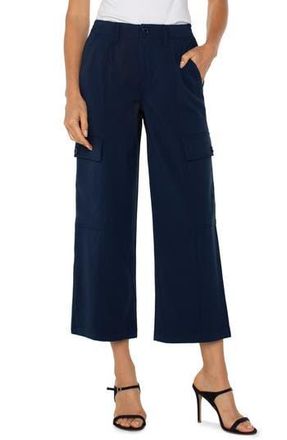 Liverpool L.A. High Waist Crop Wide Leg Cargo Pants in Dark Navy at Nordstrom Rack, Size 16 (Similar To 16W-18W)