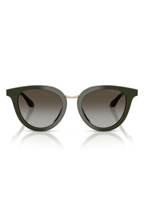 Armani 49mm Round Sunglasses in Green /Grey Gradient Brown at Nordstrom