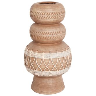 Beliani Beliani - Jarr&oacute;n Boho De Magnesio Florero Exterior Marr&oacute;n Claro Almiros