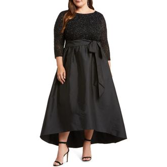 Pisarro Nights Sequin Bodice Taffeta Gown in Black 001 at Nordstrom, Size 22W