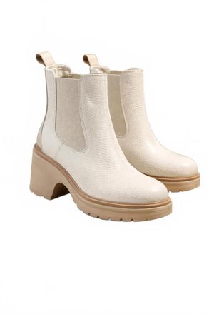 Sorel Womens Hi-Line Heel Chelsea Boot In Bleached Ceramic, Chalk