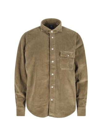 Finamore Classic Brown Button-Down Shirt With Traditional Collar