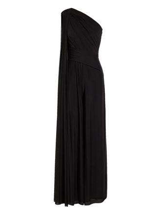 Talbot Runhof one-shoulder draped jumpsuit - women - Polyamide/Spandex/Elastane/Viscose/Spandex/Elastane - 34 - Black