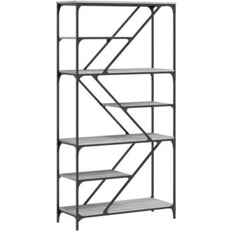 vidaXL Vidaxl - Libreria Grigio Sonoma 91x36x176 cm Legno Multistrato e Acciaio