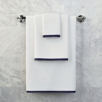 Frontgate Border Trim Bath Towels - Indigo Blue, Washcloths in Indigo Blue - Frontgate Resort Collection