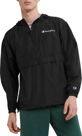 Champion Mens, Stadium Packable, Wind, Water Resistant Jacket (Reg. Or Big & Tall), Black Small-Small Script Logo, 3XL