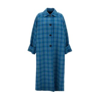 Alberto Biani Single-Breasted Coats, female, Blue, 2XS, Long Coat