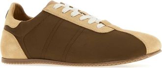 Ami Mens Two-Tone Suede And Fabric Sneakers Marron Glace