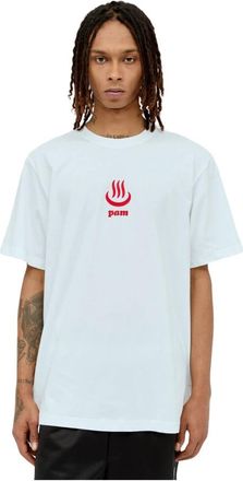 P.A.M. Geborduurd Logo T-shirt - Heren - T-shirts - Wit - L - Katoen - Tops