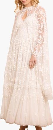 Needle & Thread Maeva Midaxi Cape in Swan White at Nordstrom, Size Medium