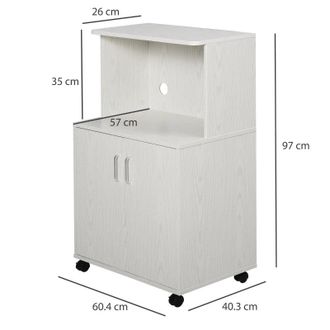 HOMCOM Kitchen Microwave Stand with Wheels - White | TJ Hughes