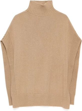 Maliparmi Cashmere Merinos Brei - Dames - Coltruien - Beige - M - Wol - Truien & Vesten