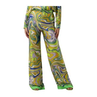 Ana Alcazar Groene Multi-Kleur Print Broeken - Dames - Wijde Broeken - Veelkleurig - L - Broeken