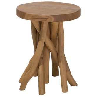 Beliani Mesa Auxiliar De Madera De Teca Rama De &Aacute;rbol Natural Ovalada Estilo R&uacute;stico Merrit