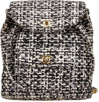 Chanel Black White Tweed Spangles Backpack (Pre-Owned)