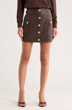 L'agence Truman Snap Front Faux Leather Miniskirt in Chocolate at Nordstrom Rack, Size 6