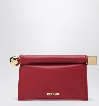 Jacquemus Rond Carr&eacute; dark red pouch