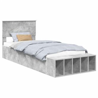 vidaXL Estructura De Cama Con Estante Manual Gris Concreto 70 X 190 Cm Vidaxl