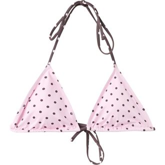 Mango Polka Dot Triangle Bikini Top in Light Pink at Nordstrom, Size Medium