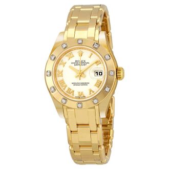 Rolex Pre-owned Rolex Lady-Datejust Pearlmaster White Dial 18K Yellow Gold Automatic Ladies Watch 80318WRPM