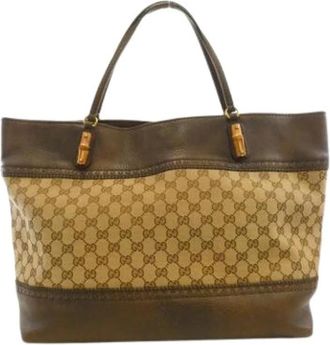 Gucci Pre-owned Tote Bags, female, Brown, Size: ONE SIZE Pre-owned GG Canvas Handbag