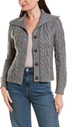 Fort&eacute; Cashmere Luxe Cable Wool & Cashmere-Blend Cardigan