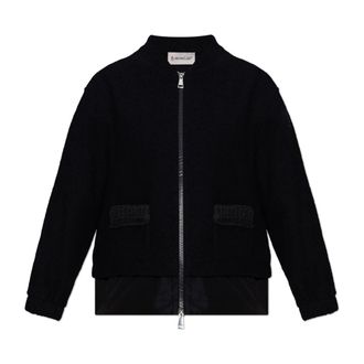 Moncler Cardigans, female, Black, Size: M Cardigan with Combined Materials