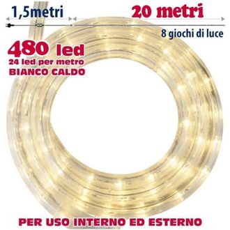Trade Shop Trade Shop - Tubo Brillante 20 Metros Led Blanco C&aacute;lido 480 Luces Para Interiores Y Exteriores