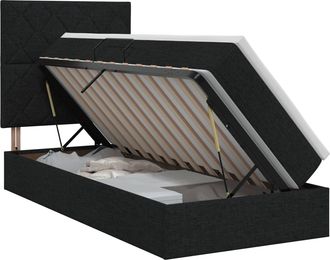 vidaXL Cama Con Almacenamiento Y Colch&oacute;n Negro 100 X 200 Cm Tela Vidaxl