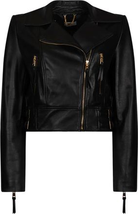 Elisabetta Franchi zip-detail jacket - women - Calf Leather/Polyester/Elastane - 38 - Black