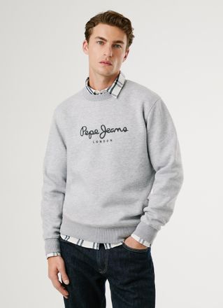 Pepe Jeans London Sweatshirt PEPE JEANS MACBETH MELANGE CREW, Herren, Gr. XXL, marl grau, Sweatware, Obermaterial: 55% Baumwolle, 45% Polyester, meliert, regular fit, R