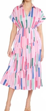 Entro Striped Midi Dress In Pink